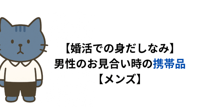 【婚活での身だしなみ】アラサー男性のお見合い時の携帯品【メンズ】